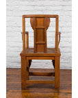 Chinese 19th Century Qing Dynasty Elm Armchair with Carved Traditional Motifs-15. Asian & Chinese Furniture, Art, Antiques, Vintage Home Décor for sale at FEA Home