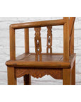 Chinese 19th Century Qing Dynasty Elm Armchair with Carved Traditional Motifs-17. Asian & Chinese Furniture, Art, Antiques, Vintage Home Décor for sale at FEA Home