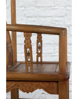 Chinese 19th Century Qing Dynasty Elm Armchair with Carved Traditional Motifs-17. Asian & Chinese Furniture, Art, Antiques, Vintage Home Décor for sale at FEA Home