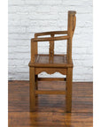 Chinese 19th Century Qing Dynasty Elm Armchair with Carved Traditional Motifs-20. Asian & Chinese Furniture, Art, Antiques, Vintage Home Décor for sale at FEA Home