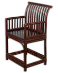 Chinese Qing Dynasty 19th Century Curved Stickback Dark Brown Lacquered Armchair-1. Asian & Chinese Furniture, Art, Antiques, Vintage Home Décor for sale at FEA Home