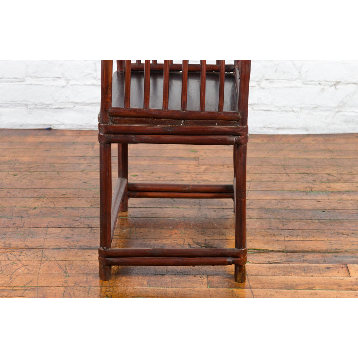 Chinese Qing Dynasty 19th Century Curved Stickback Dark Brown Lacquered Armchair-12. Asian & Chinese Furniture, Art, Antiques, Vintage Home Décor for sale at FEA Home