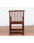 Chinese Qing Dynasty 19th Century Curved Stickback Dark Brown Lacquered Armchair-9. Asian & Chinese Furniture, Art, Antiques, Vintage Home Décor for sale at FEA Home