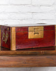 Chinese Vintage Red Lacquer Document Box with Cutout Brass Details-3. Asian & Chinese Furniture, Art, Antiques, Vintage Home Décor for sale at FEA Home