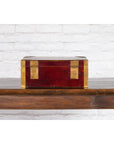 Chinese Vintage Red Lacquer Document Box with Cutout Brass Details-10. Asian & Chinese Furniture, Art, Antiques, Vintage Home Décor for sale at FEA Home
