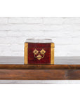 Chinese Vintage Red Lacquer Document Box with Cutout Brass Details-11. Asian & Chinese Furniture, Art, Antiques, Vintage Home Décor for sale at FEA Home