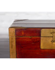 Chinese Vintage Red Lacquer Document Box with Cutout Brass Details-4. Asian & Chinese Furniture, Art, Antiques, Vintage Home Décor for sale at FEA Home
