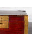 Chinese Vintage Red Lacquer Document Box with Cutout Brass Details-5. Asian & Chinese Furniture, Art, Antiques, Vintage Home Décor for sale at FEA Home