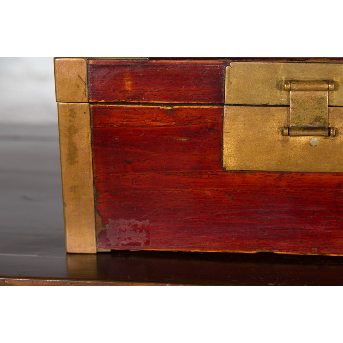 Chinese Vintage Red Lacquer Document Box with Cutout Brass Details-6. Asian & Chinese Furniture, Art, Antiques, Vintage Home Décor for sale at FEA Home