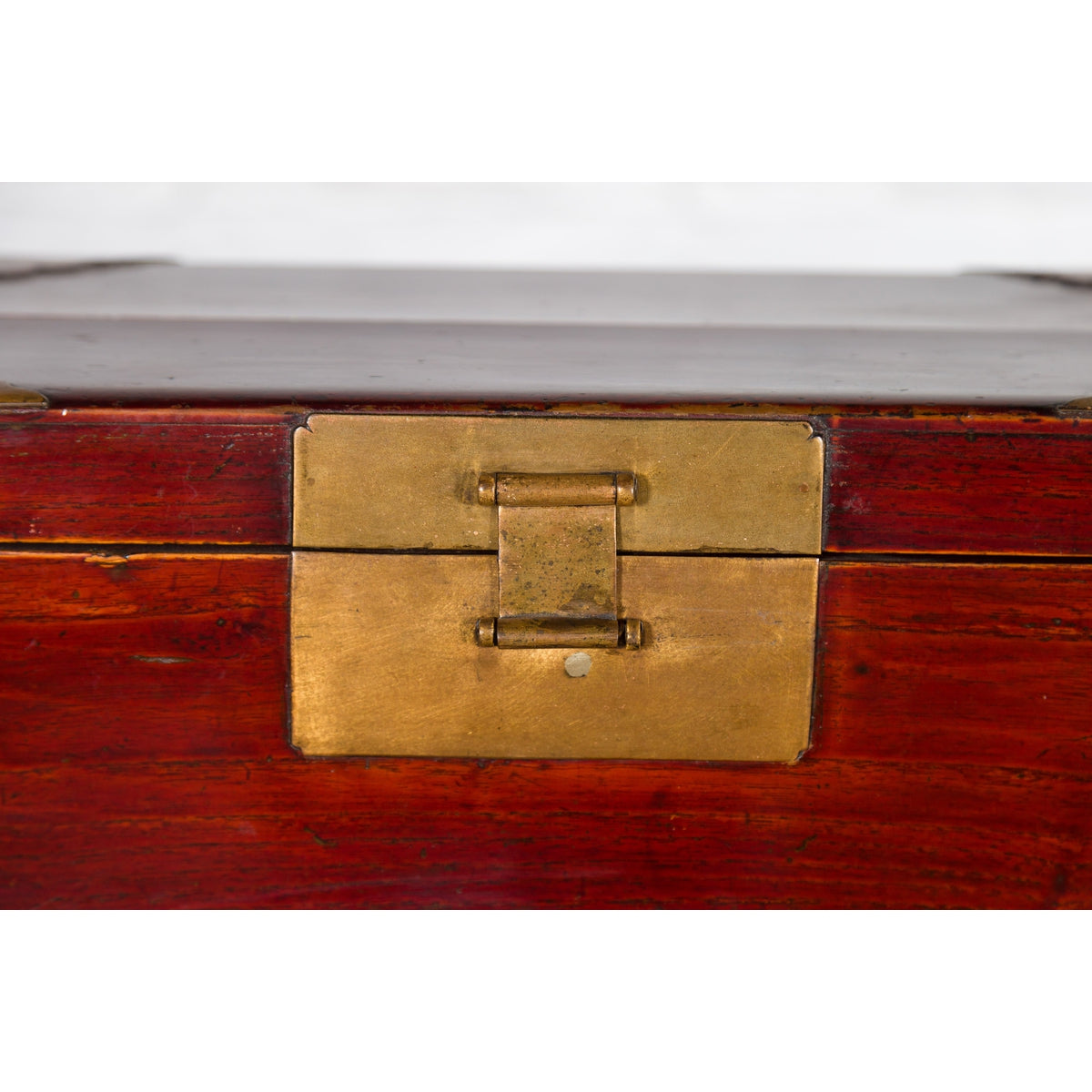 Chinese Vintage Red Lacquer Document Box with Cutout Brass Details-8. Asian & Chinese Furniture, Art, Antiques, Vintage Home Décor for sale at FEA Home