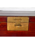 Chinese Vintage Red Lacquer Document Box with Cutout Brass Details-8. Asian & Chinese Furniture, Art, Antiques, Vintage Home Décor for sale at FEA Home