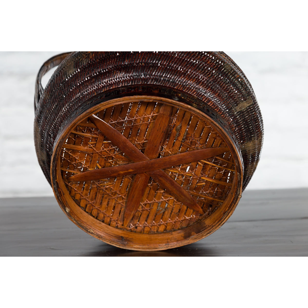 19th Century Chinese Qing Dynasty Handwoven Rattan and Bamboo Basket with Handle-10. Asian & Chinese Furniture, Art, Antiques, Vintage Home Décor for sale at FEA Home