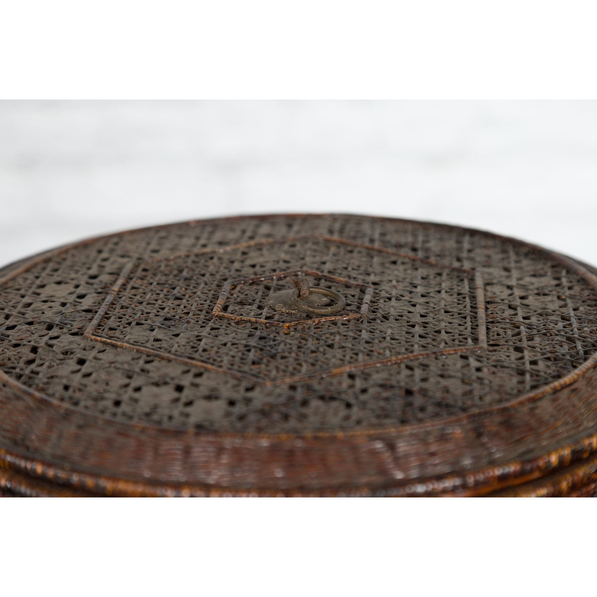 19th Century Chinese Qing Dynasty Handwoven Rattan and Bamboo Basket with Handle-4. Asian & Chinese Furniture, Art, Antiques, Vintage Home Décor for sale at FEA Home