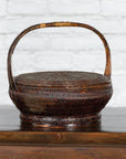 19th Century Chinese Qing Dynasty Handwoven Rattan and Bamboo Basket with Handle-5. Asian & Chinese Furniture, Art, Antiques, Vintage Home Décor for sale at FEA Home