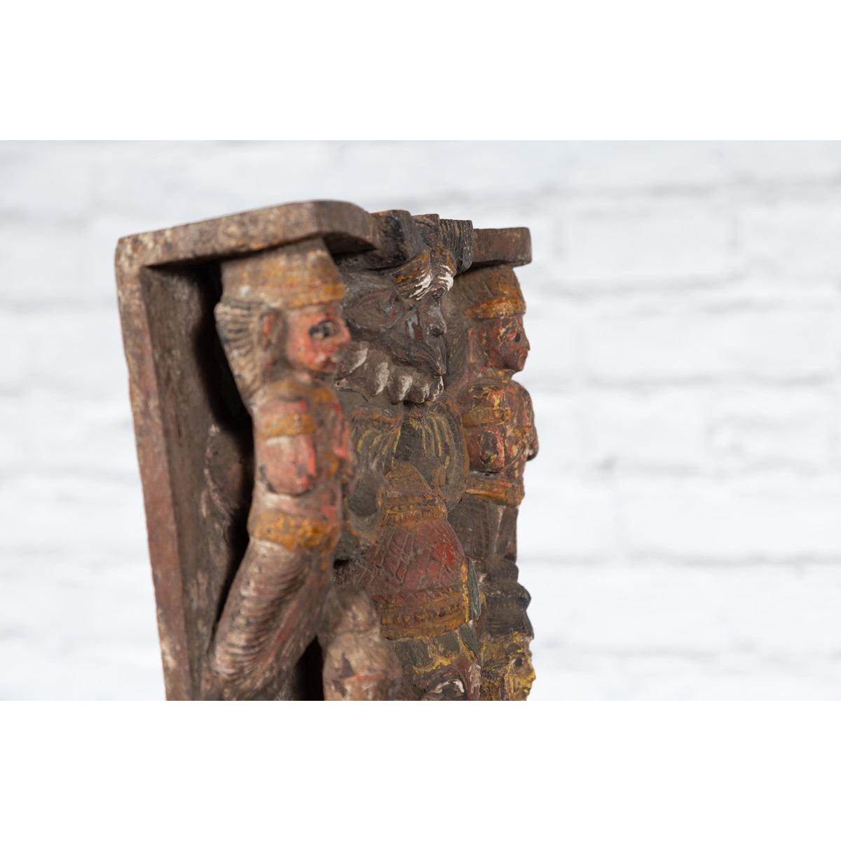 19th Century Indian Multicolor Temple Carving Depicting Ganesha with Consort-12. Asian & Chinese Furniture, Art, Antiques, Vintage Home Décor for sale at FEA Home