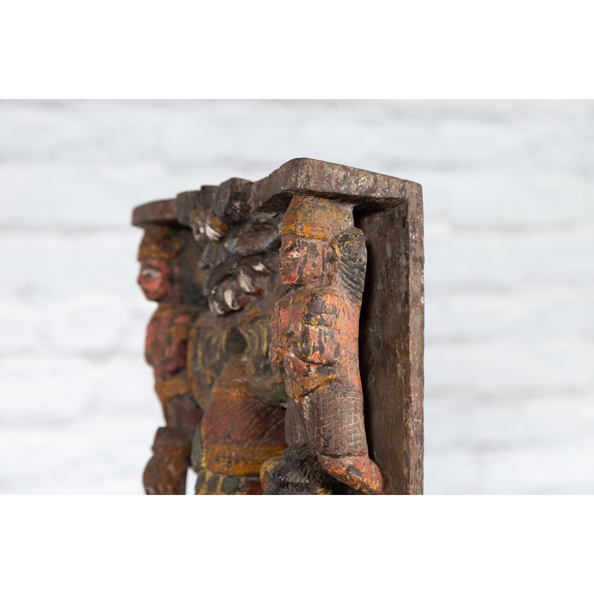 19th Century Indian Multicolor Temple Carving Depicting Ganesha with Consort-15. Asian & Chinese Furniture, Art, Antiques, Vintage Home Décor for sale at FEA Home