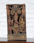 19th Century Indian Multicolor Temple Carving Depicting Ganesha with Consort-5. Asian & Chinese Furniture, Art, Antiques, Vintage Home Décor for sale at FEA Home