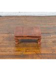 Antique Indian Low Wooden Prayer Table Stand with Carved Angular Legs-4. Asian & Chinese Furniture, Art, Antiques, Vintage Home Décor for sale at FEA Home