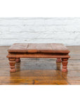 Antique Indian Low Wooden Prayer Table Stand with Carved Angular Legs-7. Asian & Chinese Furniture, Art, Antiques, Vintage Home Décor for sale at FEA Home