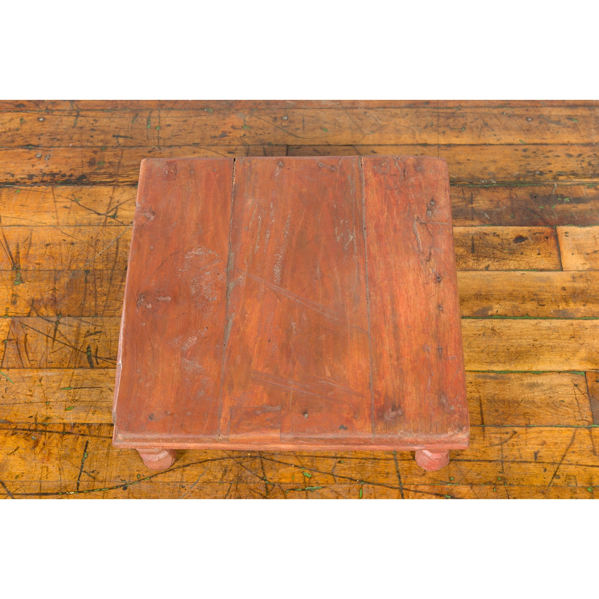 Antique Indian Low Wooden Prayer Table Stand with Carved Angular Legs-8. Asian & Chinese Furniture, Art, Antiques, Vintage Home Décor for sale at FEA Home