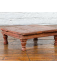 Antique Indian Low Wooden Prayer Table Stand with Carved Angular Legs-3. Asian & Chinese Furniture, Art, Antiques, Vintage Home Décor for sale at FEA Home
