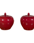 Pair of Chinese Vintage Jars with Oxblood Finish and Petite Lids-1. Asian & Chinese Furniture, Art, Antiques, Vintage Home Décor for sale at FEA Home