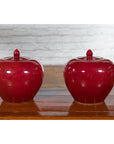 Pair of Chinese Vintage Jars with Oxblood Finish and Petite Lids-10. Asian & Chinese Furniture, Art, Antiques, Vintage Home Décor for sale at FEA Home