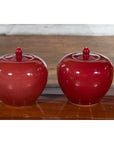 Pair of Chinese Vintage Jars with Oxblood Finish and Petite Lids-11. Asian & Chinese Furniture, Art, Antiques, Vintage Home Décor for sale at FEA Home