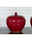 Pair of Chinese Vintage Jars with Oxblood Finish and Petite Lids-6. Asian & Chinese Furniture, Art, Antiques, Vintage Home Décor for sale at FEA Home