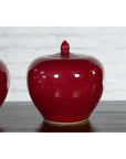 Pair of Chinese Vintage Jars with Oxblood Finish and Petite Lids-7. Asian & Chinese Furniture, Art, Antiques, Vintage Home Décor for sale at FEA Home