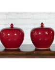 Pair of Chinese Vintage Jars with Oxblood Finish and Petite Lids-8. Asian & Chinese Furniture, Art, Antiques, Vintage Home Décor for sale at FEA Home