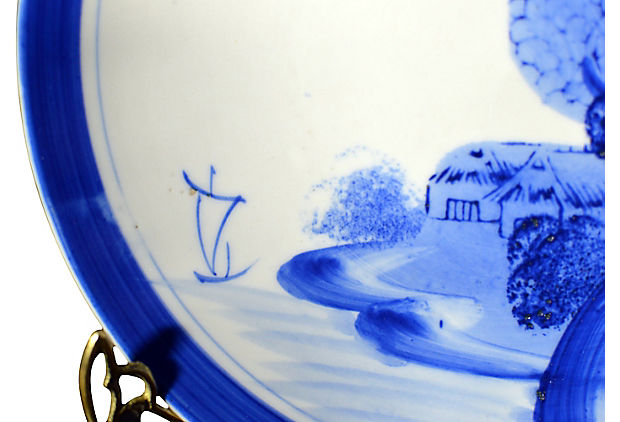 Set of 4 Antique Blue & White Plates-6. Asian & Chinese Furniture, Art, Antiques, Vintage Home Décor for sale at FEA Home