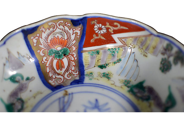 Set of 4 Antique Hand Painted Japanese Imari Porcelain Bowl-5. Asian & Chinese Furniture, Art, Antiques, Vintage Home Décor for sale at FEA Home
