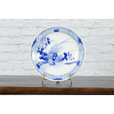 19th Century Japanese Porcelain Plate with Hand-Painted Blue and White Décor-YN4780-3. Asian & Chinese Furniture, Art, Antiques, Vintage Home Décor for sale at FEA Home