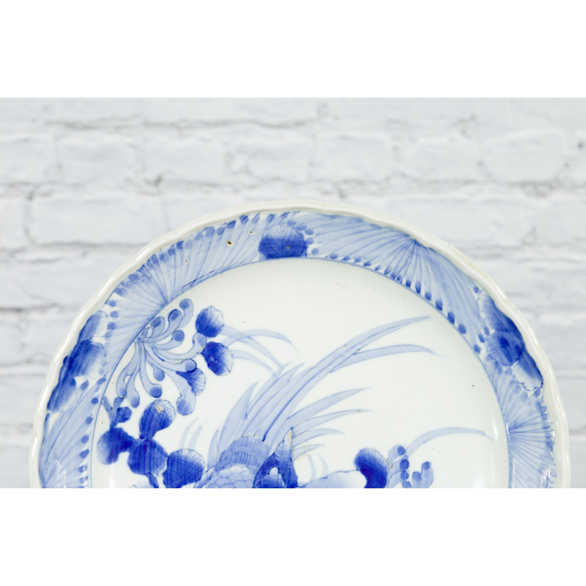 19th Century Japanese Porcelain Plate with Hand-Painted Blue and White Décor-6. Asian & Chinese Furniture, Art, Antiques, Vintage Home Décor for sale at FEA Home