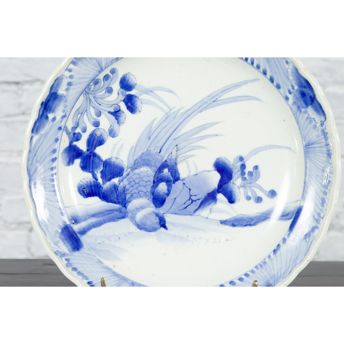 19th Century Japanese Porcelain Plate with Hand-Painted Blue and White Décor-7. Asian & Chinese Furniture, Art, Antiques, Vintage Home Décor for sale at FEA Home