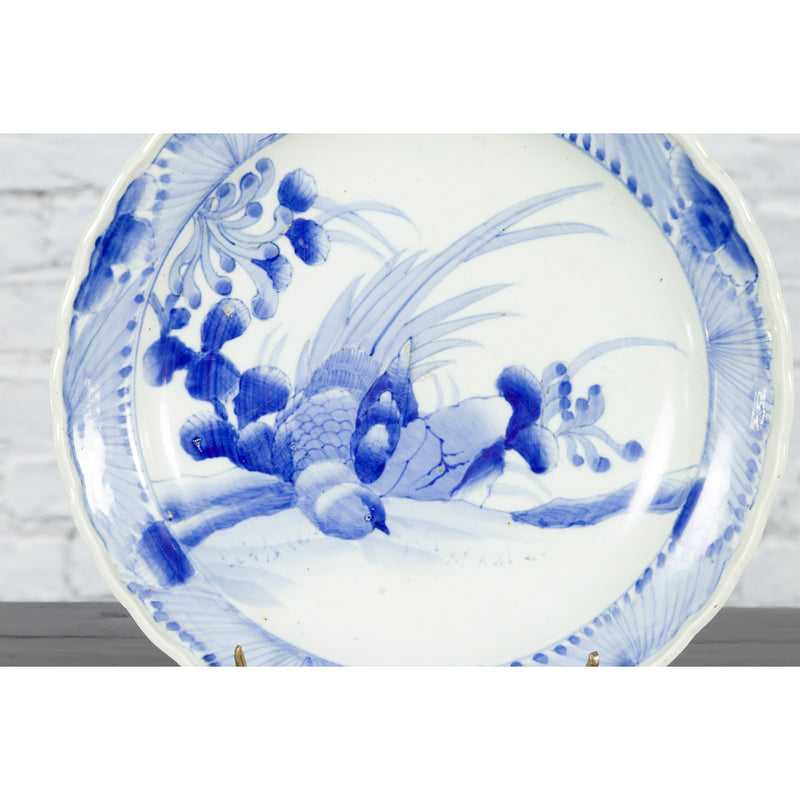 19th Century Japanese Porcelain Plate with Hand-Painted Blue and White Décor-YN4780-7. Asian & Chinese Furniture, Art, Antiques, Vintage Home Décor for sale at FEA Home