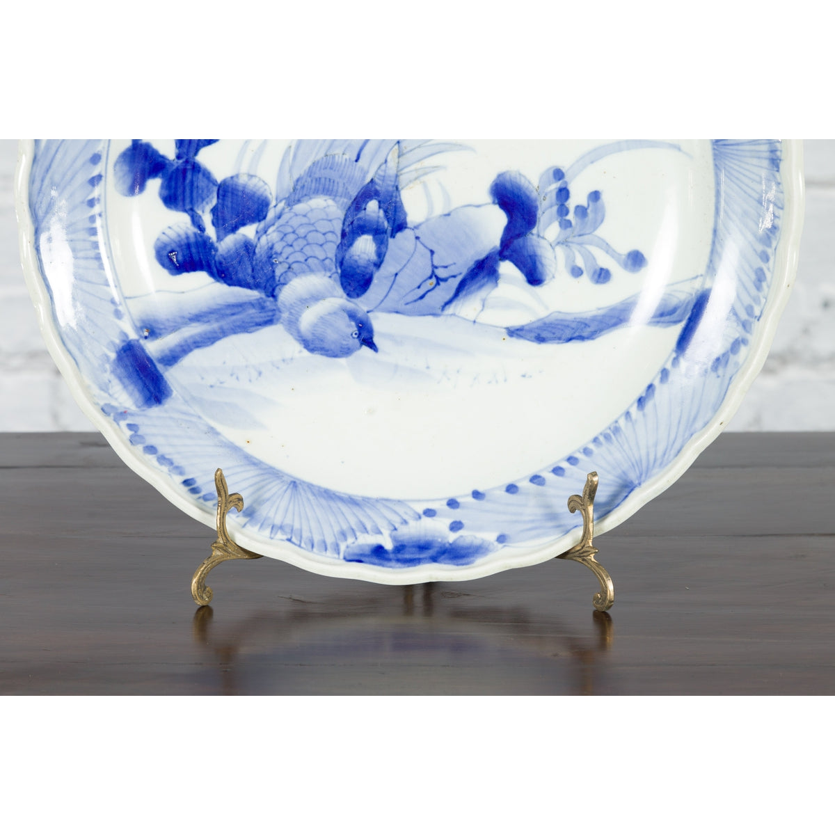 19th Century Japanese Porcelain Plate with Hand-Painted Blue and White Décor-8. Asian & Chinese Furniture, Art, Antiques, Vintage Home Décor for sale at FEA Home