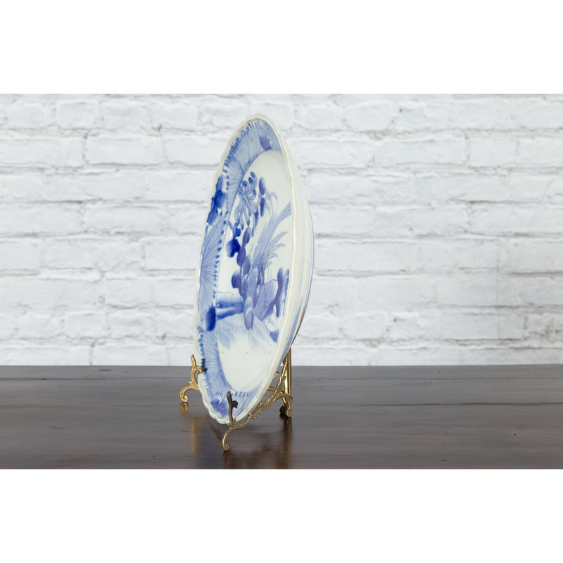 19th Century Japanese Porcelain Plate with Hand-Painted Blue and White Décor-YN4780-9. Asian & Chinese Furniture, Art, Antiques, Vintage Home Décor for sale at FEA Home