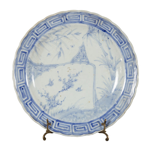 19th Century Japanese Porcelain Plate with Blue and White Bird and Bamboo Motifs-YN4781-1. Asian & Chinese Furniture, Art, Antiques, Vintage Home Décor for sale at FEA Home