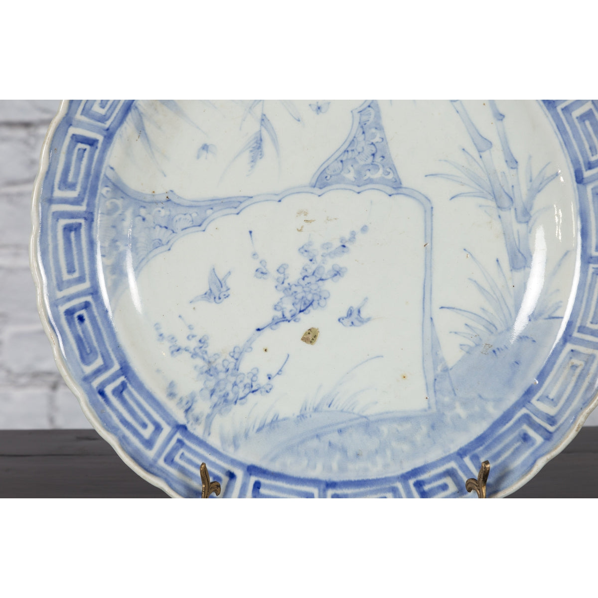 19th Century Japanese Porcelain Plate with Blue and White Bird and Bamboo Motifs-4. Asian & Chinese Furniture, Art, Antiques, Vintage Home Décor for sale at FEA Home