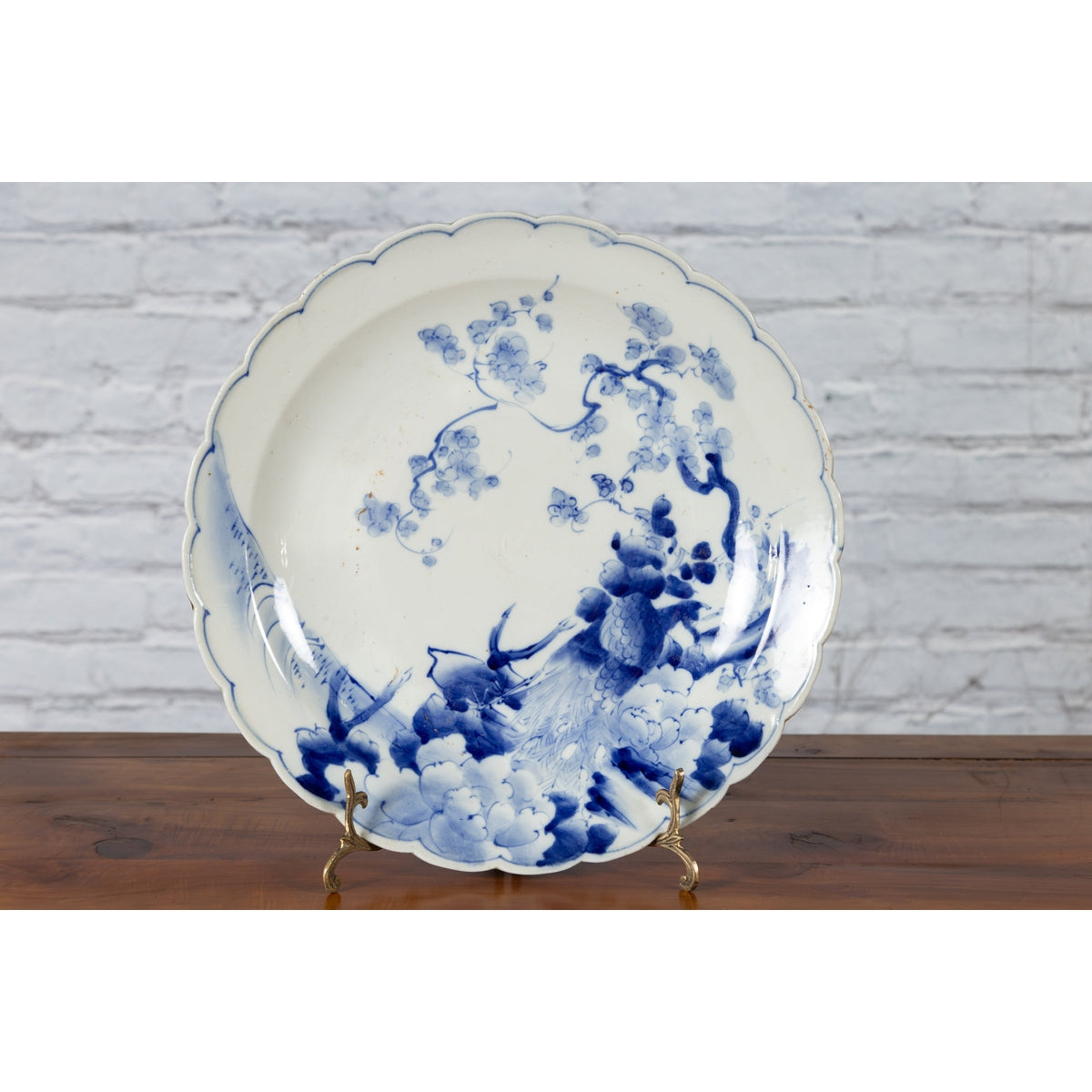 19th Century Japanese Porcelain Plate with Hand-Painted Blue and White Décor-4. Asian & Chinese Furniture, Art, Antiques, Vintage Home Décor for sale at FEA Home