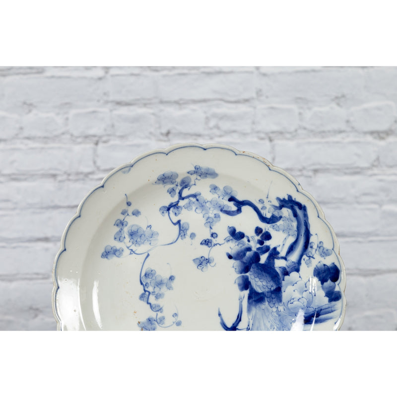 19th Century Japanese Porcelain Plate with Hand-Painted Blue and White Décor-YN4782-6. Asian & Chinese Furniture, Art, Antiques, Vintage Home Décor for sale at FEA Home