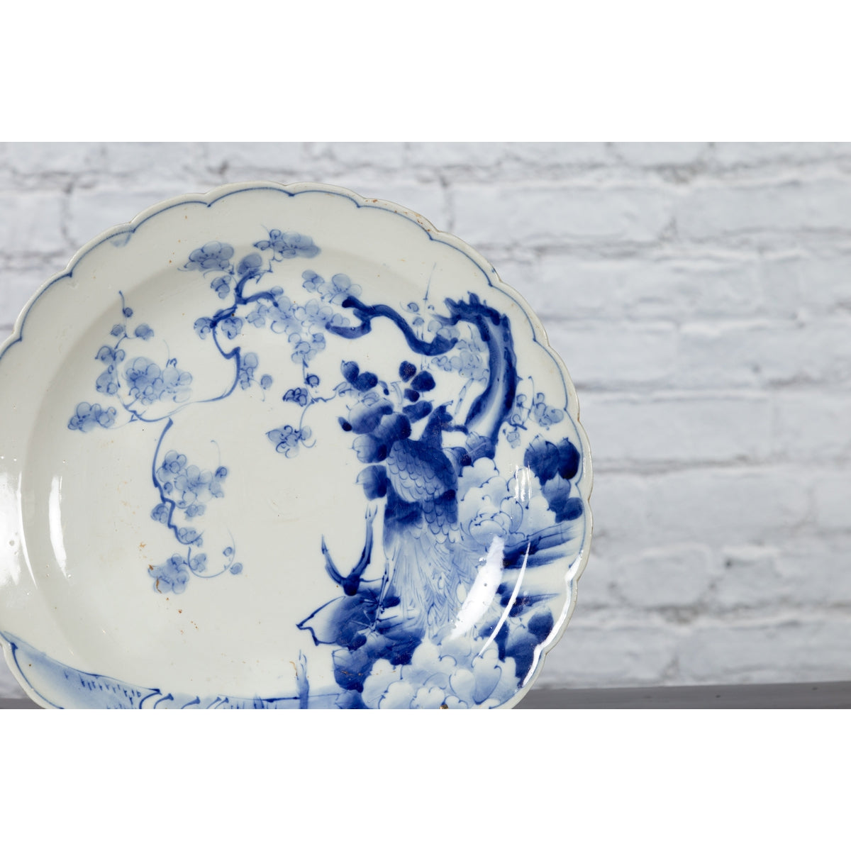 19th Century Japanese Porcelain Plate with Hand-Painted Blue and White Décor-7. Asian & Chinese Furniture, Art, Antiques, Vintage Home Décor for sale at FEA Home