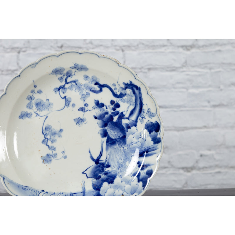 19th Century Japanese Porcelain Plate with Hand-Painted Blue and White Décor-YN4782-7. Asian & Chinese Furniture, Art, Antiques, Vintage Home Décor for sale at FEA Home