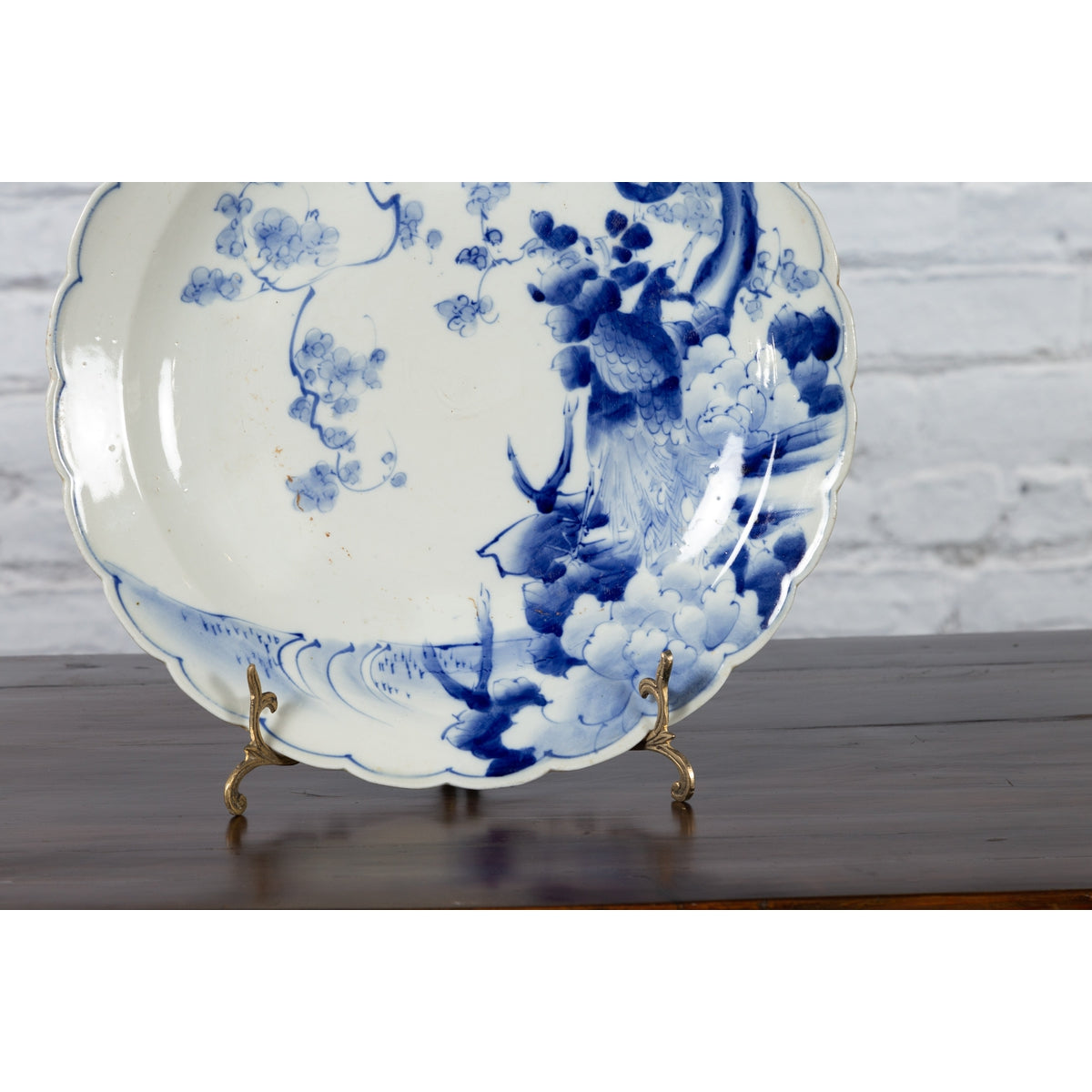 19th Century Japanese Porcelain Plate with Hand-Painted Blue and White Décor-8. Asian & Chinese Furniture, Art, Antiques, Vintage Home Décor for sale at FEA Home