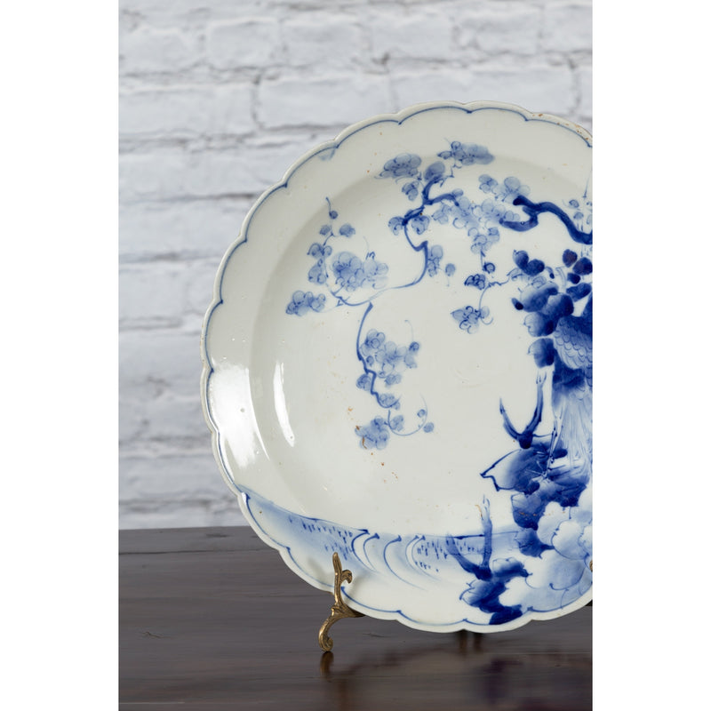 19th Century Japanese Porcelain Plate with Hand-Painted Blue and White Décor-YN4782-9. Asian & Chinese Furniture, Art, Antiques, Vintage Home Décor for sale at FEA Home