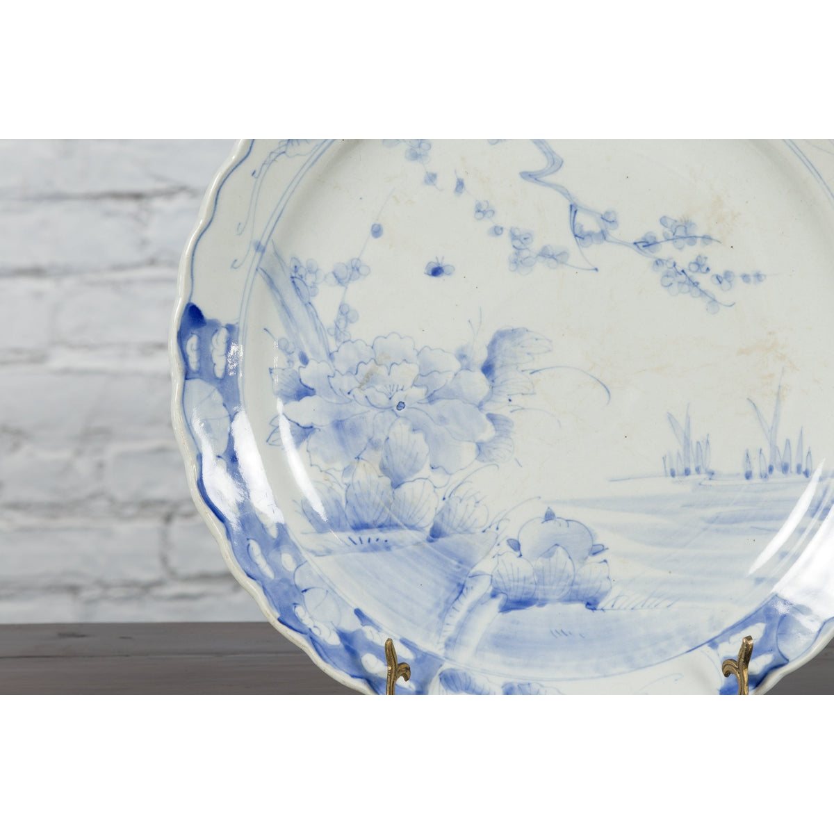 19th Century Japanese Porcelain Plate with Hand-Painted Blue and White Décor-5. Asian & Chinese Furniture, Art, Antiques, Vintage Home Décor for sale at FEA Home