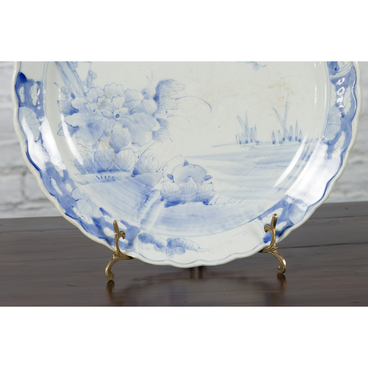 19th Century Japanese Porcelain Plate with Hand-Painted Blue and White Décor-6. Asian & Chinese Furniture, Art, Antiques, Vintage Home Décor for sale at FEA Home