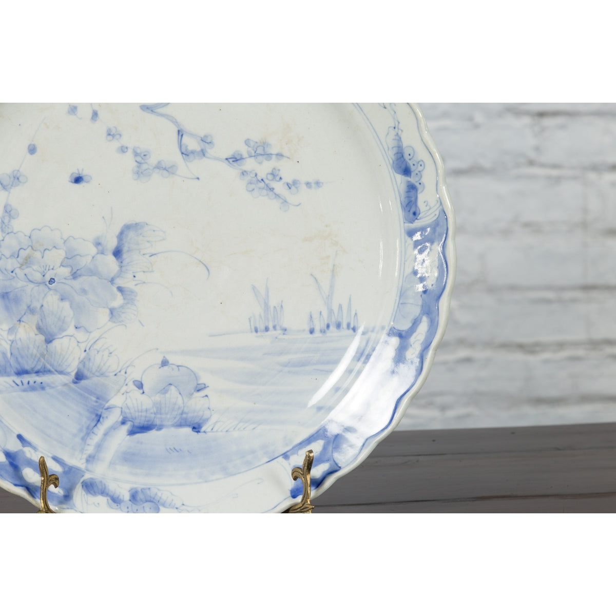 19th Century Japanese Porcelain Plate with Hand-Painted Blue and White Décor-7. Asian & Chinese Furniture, Art, Antiques, Vintage Home Décor for sale at FEA Home